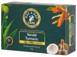 Аюрведическое натуральное мыло (Дэй Ту Дэй Кэр) Сандал с Куркумой (Sandal Turmeric) 75 гр