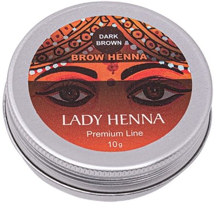 Lady Henna / Темно-коричневая - краска для бровей на основе хны Premium Line, 10 г