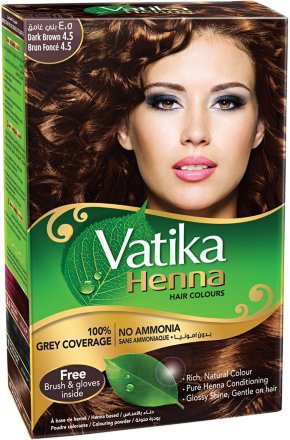 Dabur Vatika / Хна для волос Henna DARK BROWN темно-коричневая 6 шт по 10 г