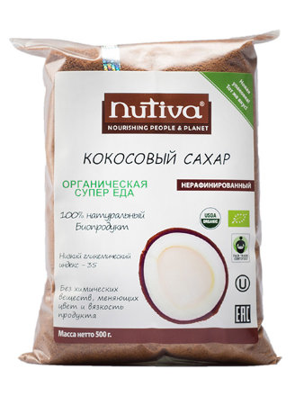 Кокосовый сахар органический Nutiva (Raw, Organic), 500 гр