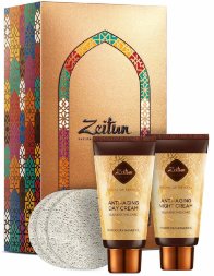 Zeitun / Подарочный набор «Роскошь молодости кожи»: дневной антивозрастной крем, ночной антивозрастной крем, спонжи для умывания