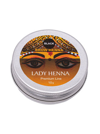 Lady Henna / Черная - краска для бровей на основе хны Premium Line, 10 г