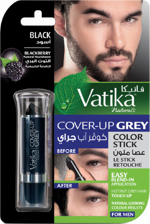 Dabur Vatika / Подкрашивающий карандаш для волос BLACK (чёрный) для мужчин 4 гр