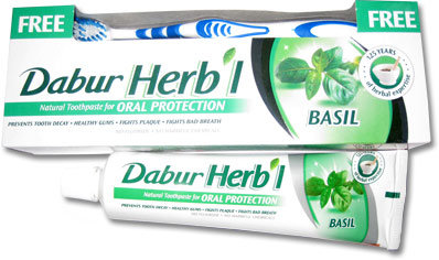 Dabur Vatika / Зубная паста Herbal &quot;С базиликом&quot; 150 г + зубная щетка в подарок
