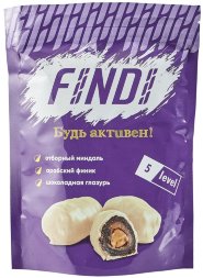 Findi / Натуральные финиковые конфеты White с миндалем и белой шоколадной глазурью, 150 г