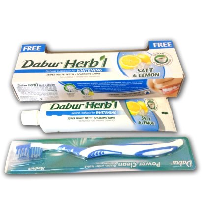 Dabur Vatika / Зубная паста Herbal &quot;Соль и лимон&quot; отбеливающая 150 г + зубная щетка в подарок