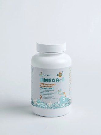 Biohayah / OMEGA-3 /  Детский комплекс Омега-3 с Витаминами Е и Д, Исландский рыбий жир со вкусом «Малина и травы», 90 капсул по 790 мг