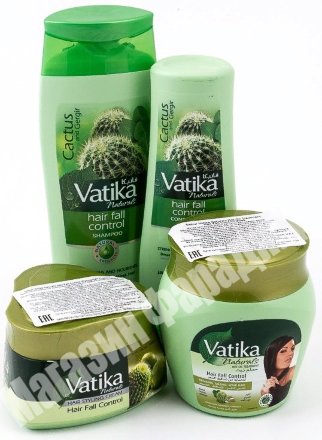 Dabur Vatika / Комплект из 4 товаров &quot;Контроль выпадения волос&quot;: шампунь 400 мл., кондиционер 200 мл., маска для волос 500 мл., крем для волос 140 мл