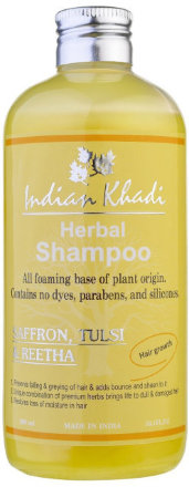 Indian Khadi / Натуральный шампунь для роста волос с шафраном и базиликом, 300 мл