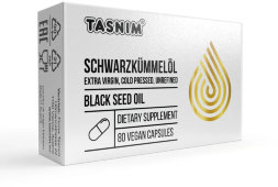 Tasnim / Масло черного тмина первого холодного отжима из ЭФИОПСКИХ семян в капсулах, 80 шт по 600 мг