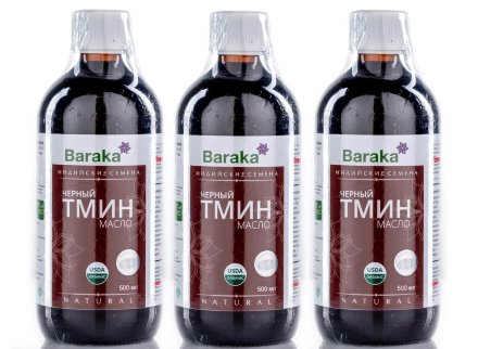 Baraka / [Комплект из 3 шт.] Масло черного тмина Индийские семена (Органик, первый холодный отжим) 3 шт по 500 мл