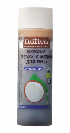 Кокосовая пенка для умывания с медом (Organic) Nutiva, 200 мл