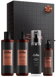 Подарочный набор для мужчин ZEITUN &quot;Свежесть 24&quot;: очищающий гель для волос и тела 2 в 1, гель-скраб для душа, гель для умывания, дезодорант без запаха.