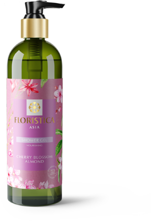 Floristica / Гель для душа натуральный ASIA питательный с маслом миндаля и экстрактом цветков вишни, 345 мл