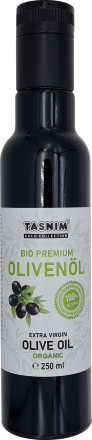Оливковое масло высшего сорта BIO Extra Virgin Premium TASNIM в темной стеклянной бутылке 250 мл